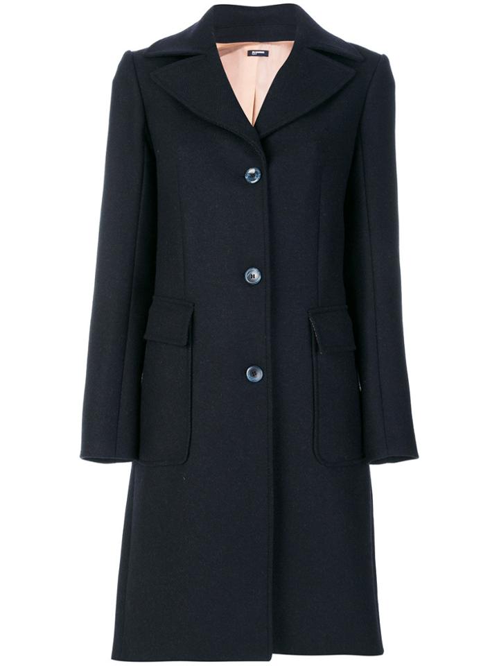 Jil Sander Navy Double Breasted Coat - Blue