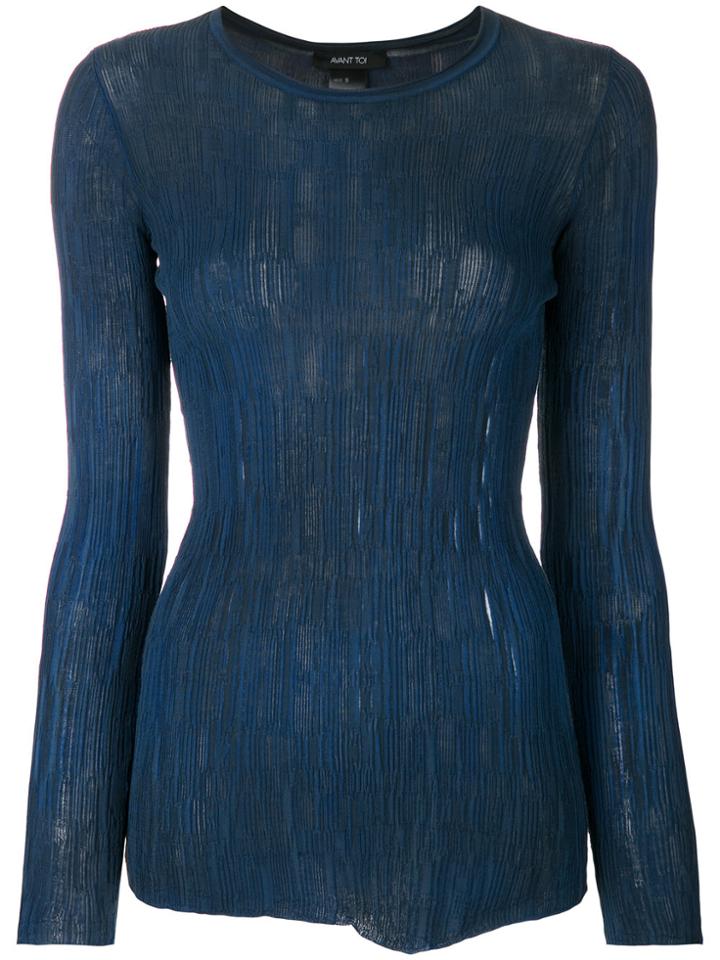 Avant Toi Textured Long Sleeved Top - Blue