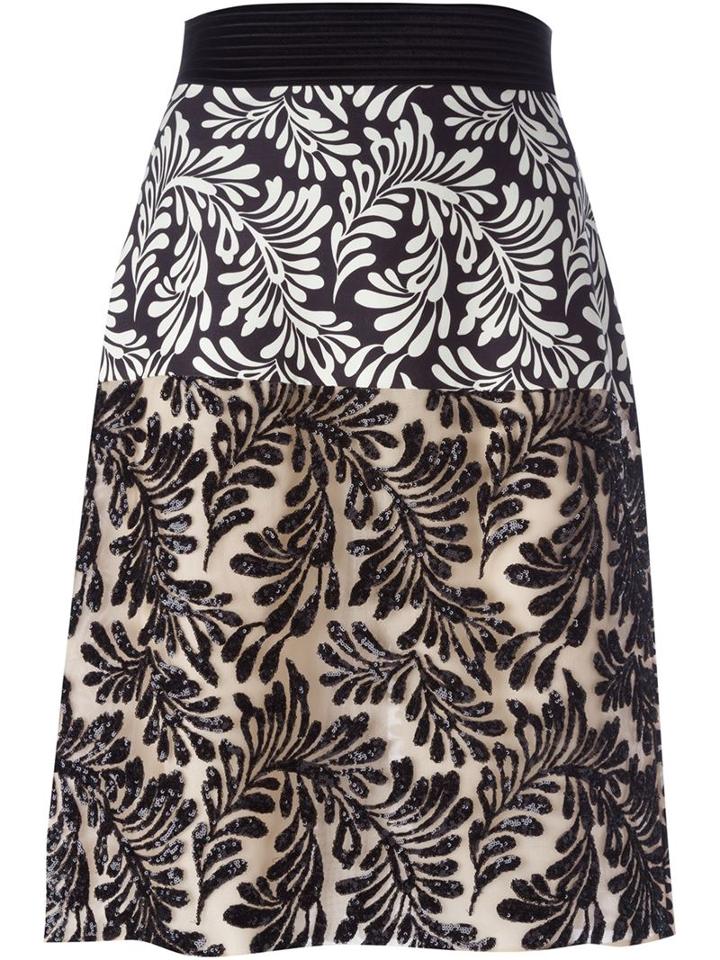 Emanuel Ungaro Foliage Print Sequin Skirt