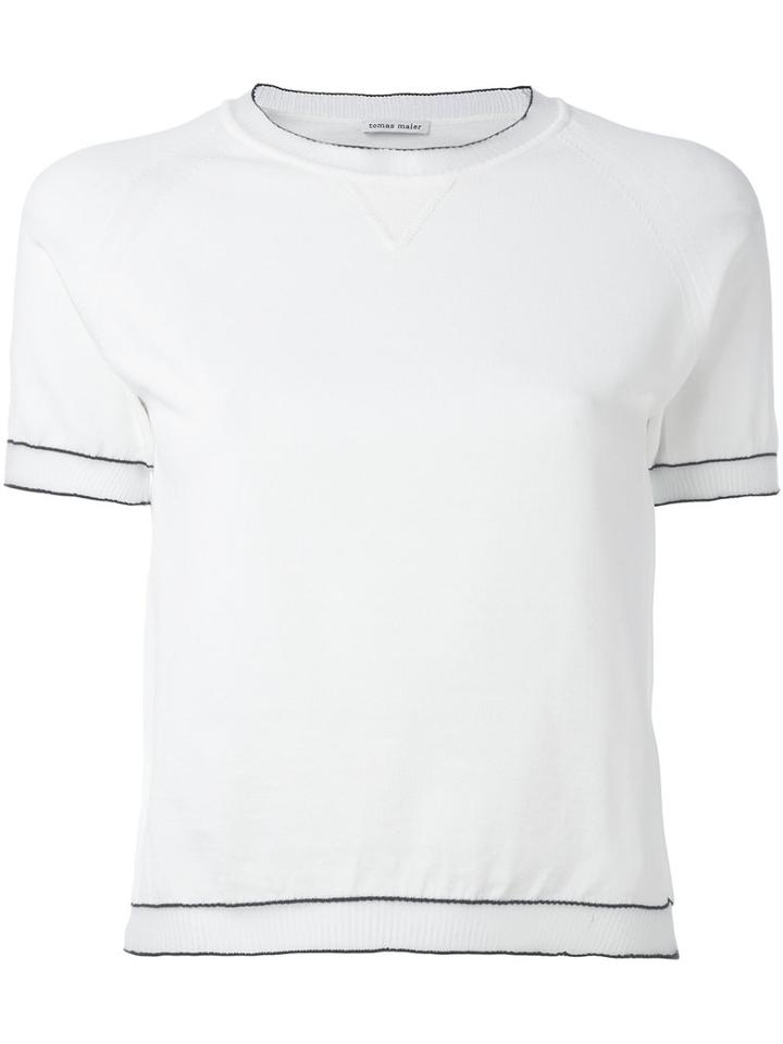 Tomas Maier - Tipped T-shirt - Women - Polyamide/polyester/viscose - M, White, Polyamide/polyester/viscose