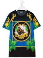 Young Versace Baroque Lion Print T-shirt - Black