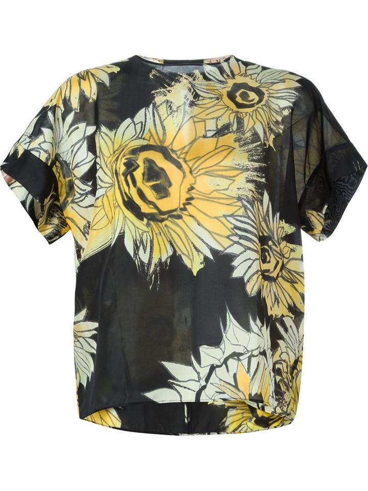 No21 Sunflower Print Blouse, Women's, Size: 44, Black, Silk