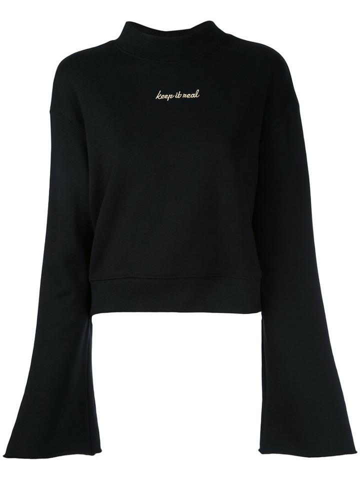 Le Ciel Bleu Bell Sleeves Sweatshirt, Women's, Size: 38, Black, Cotton