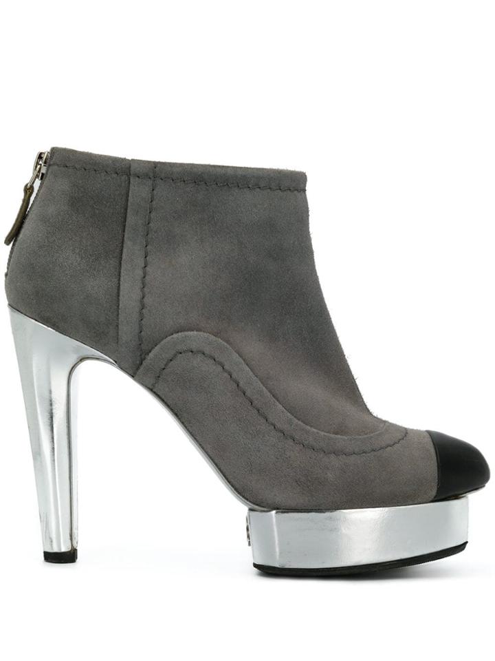 Chanel Vintage Platform Booties - Grey