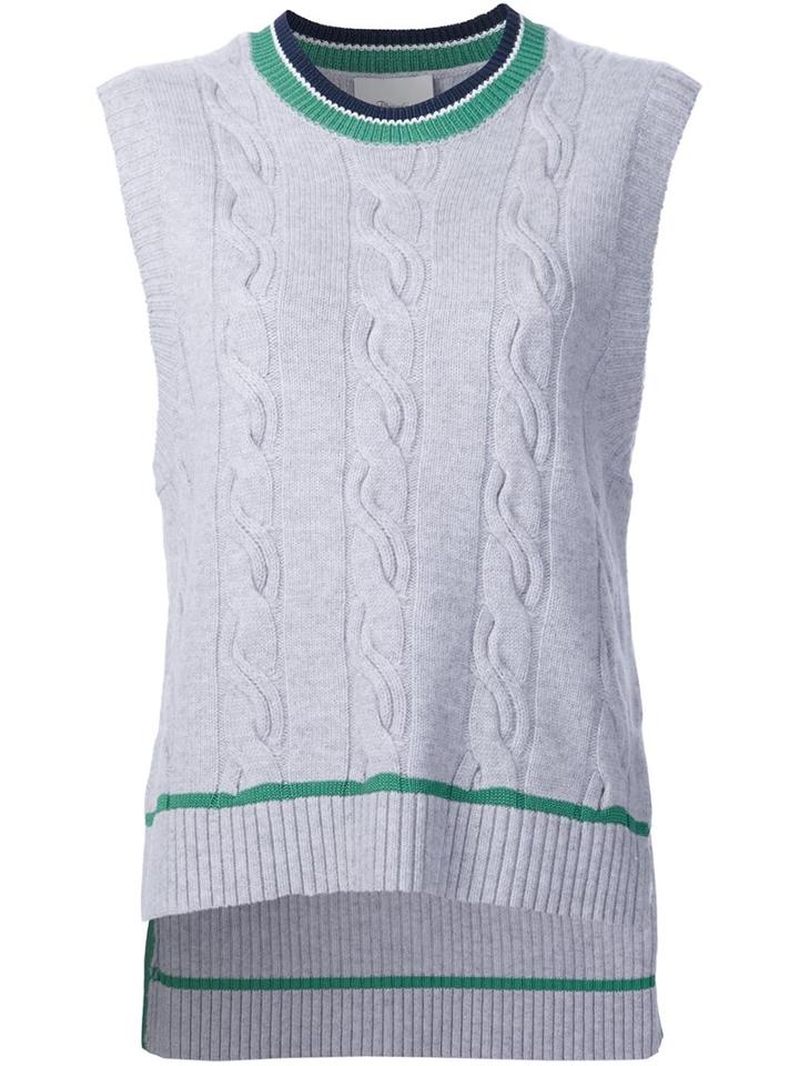 3.1 Phillip Lim Cable Knit Sleeveless Jumper, Women's, Size: Small, Grey, Cashmere/wool/yak