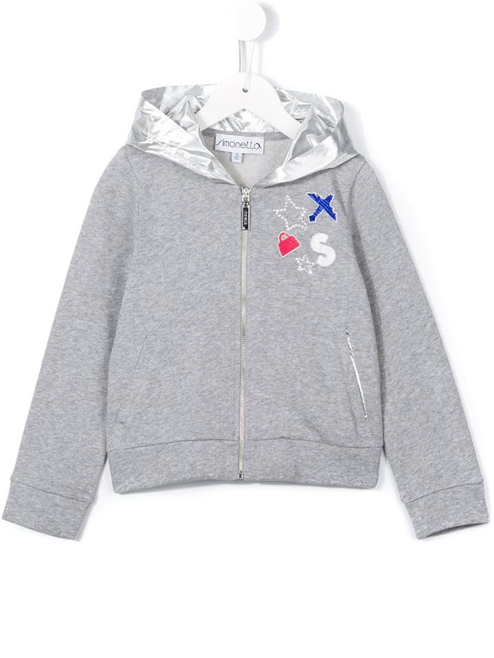 Simonetta Metallic Detail Hoodie, Girl's, Size: 6 Yrs, Grey