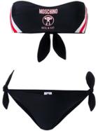 Moschino Red And White Racer Stripe Logo Bikini - Black