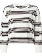 Theory 'prosecco' Striped Sweater, Women's, Size: Large, White, Polyester/viscose
