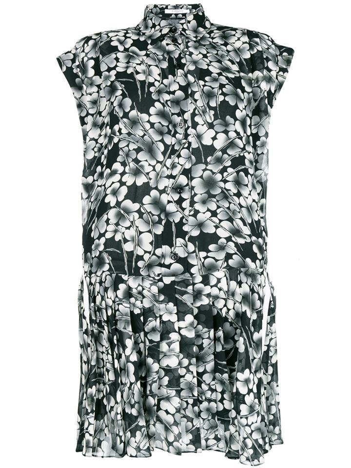 Givenchy Floral Pleated Shirt Dress - Black