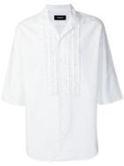 Dsquared2 Cuban Style Shortsleeved Ruffle Front Shirt - White