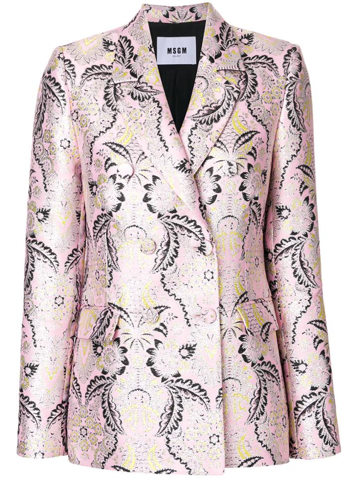 Msgm Jacquard Fitted Blazer - Multicolour