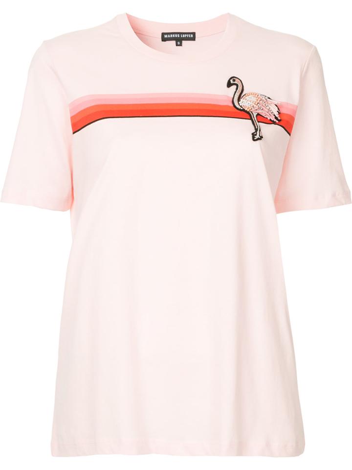 Markus Lupfer Embellished Flamingo T-shirt - Pink & Purple
