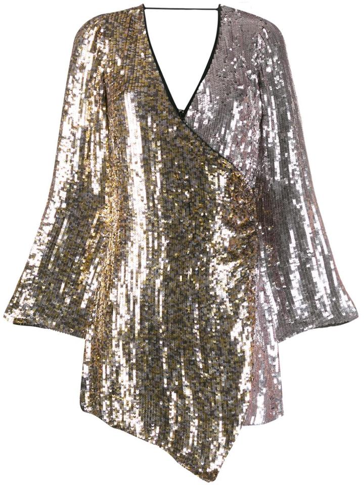 Pinko Two-tone Sequin Wrap Dress - Silver