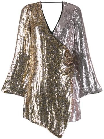 Pinko Two-tone Sequin Wrap Dress - Silver