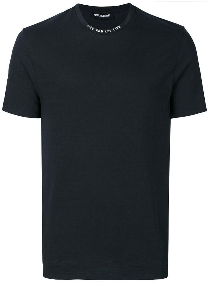 Neil Barrett - T-shirt With Slogan Collar - Men - Cotton - L, Black, Cotton