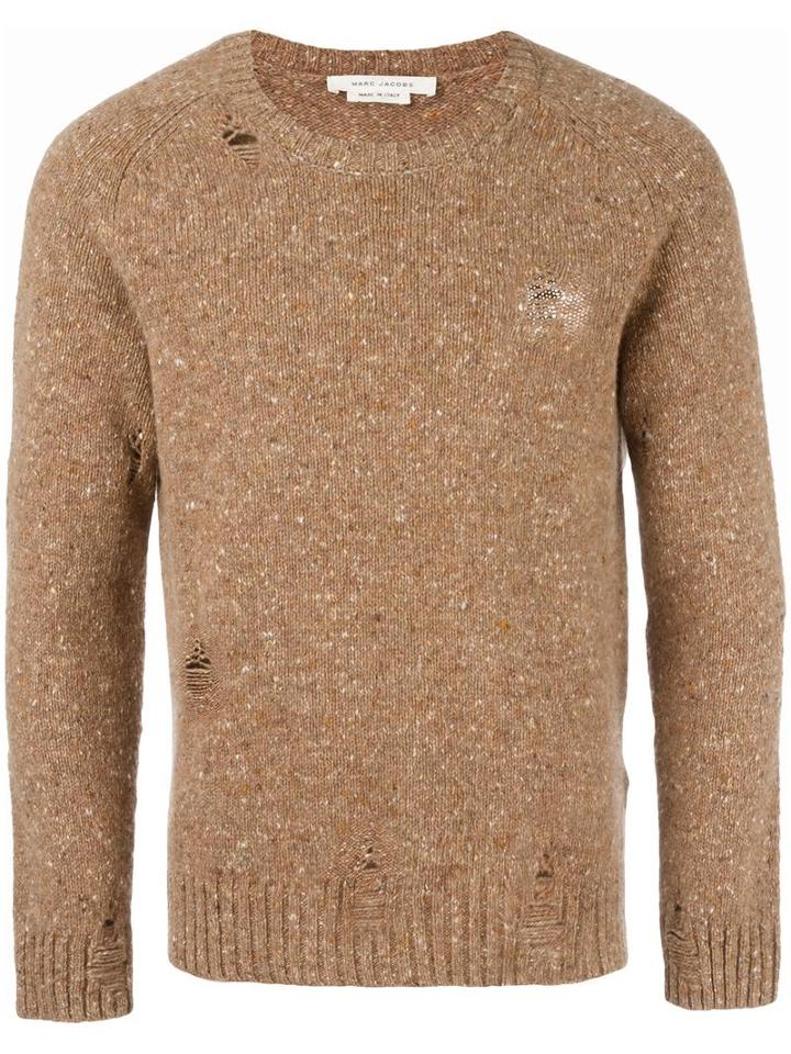 Marc Jacobs Distressed Knit Jumper, Men's, Size: Medium, Nude/neutrals, Cashmere/wool