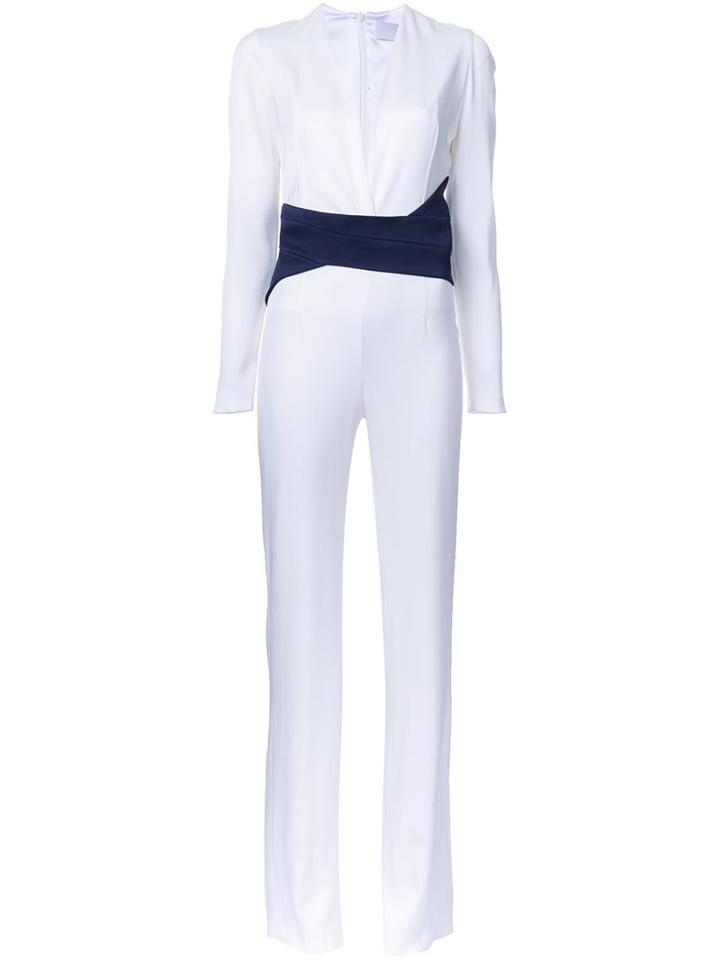 Galvan Contrast Waistband Jumpsuit, Women's, Size: 36, White, Polyester
