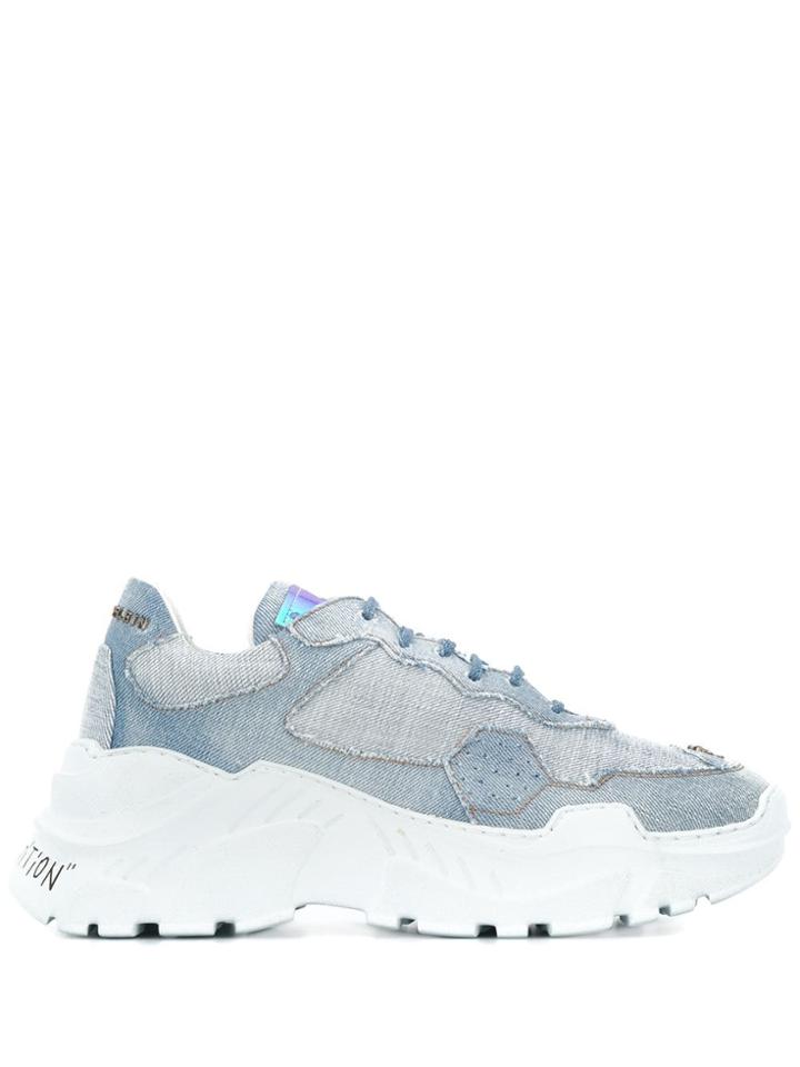 Philipp Plein Runner Statement Denim Sneakers - Blue