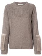 Agnona Fur Patch Sweater - Brown