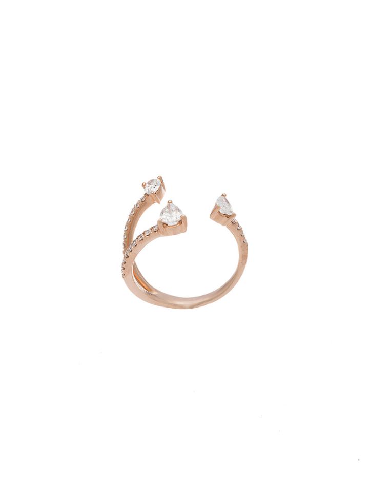 Anita Ko Pear Saturn Ring - Metallic