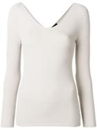 Giorgio Armani Long-sleeve Fitted Sweater - Nude & Neutrals
