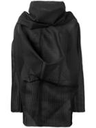 Rick Owens Ribbed Knit Poncho, Women's, Black, Silk/cotton