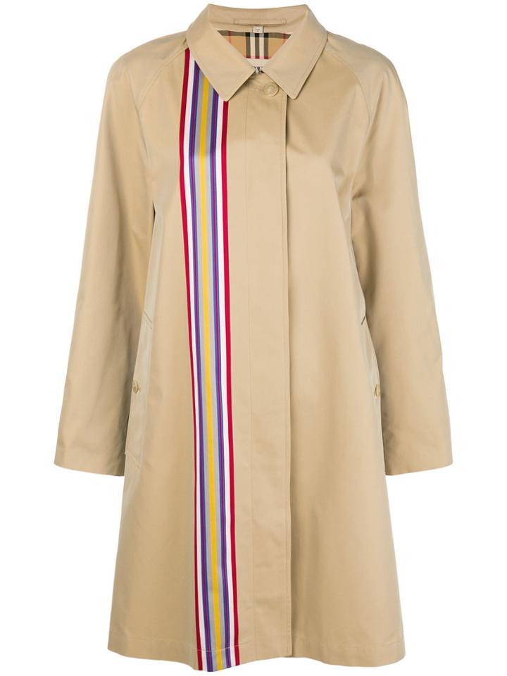 Burberry Collegiate Stripe Gabardine Car Coat - Nude & Neutrals