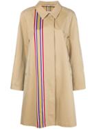 Burberry Collegiate Stripe Gabardine Car Coat - Nude & Neutrals
