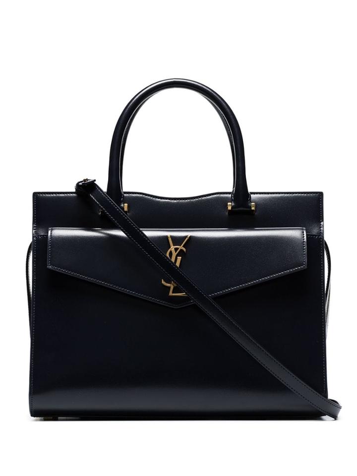 Saint Laurent Ink Blue Uptown Medium Leather Satchel Bag