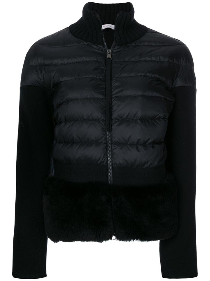 Moncler Cardigan With A Padded Front - Black