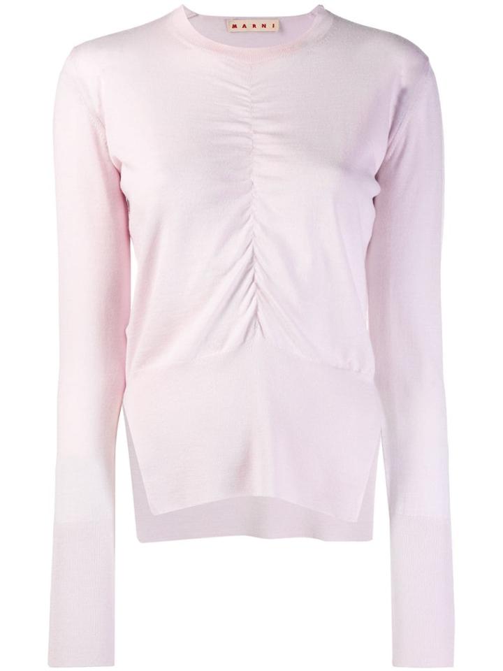 Marni Gathered Front Crewneck Sweater - Pink