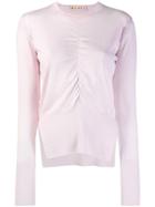 Marni Gathered Front Crewneck Sweater - Pink