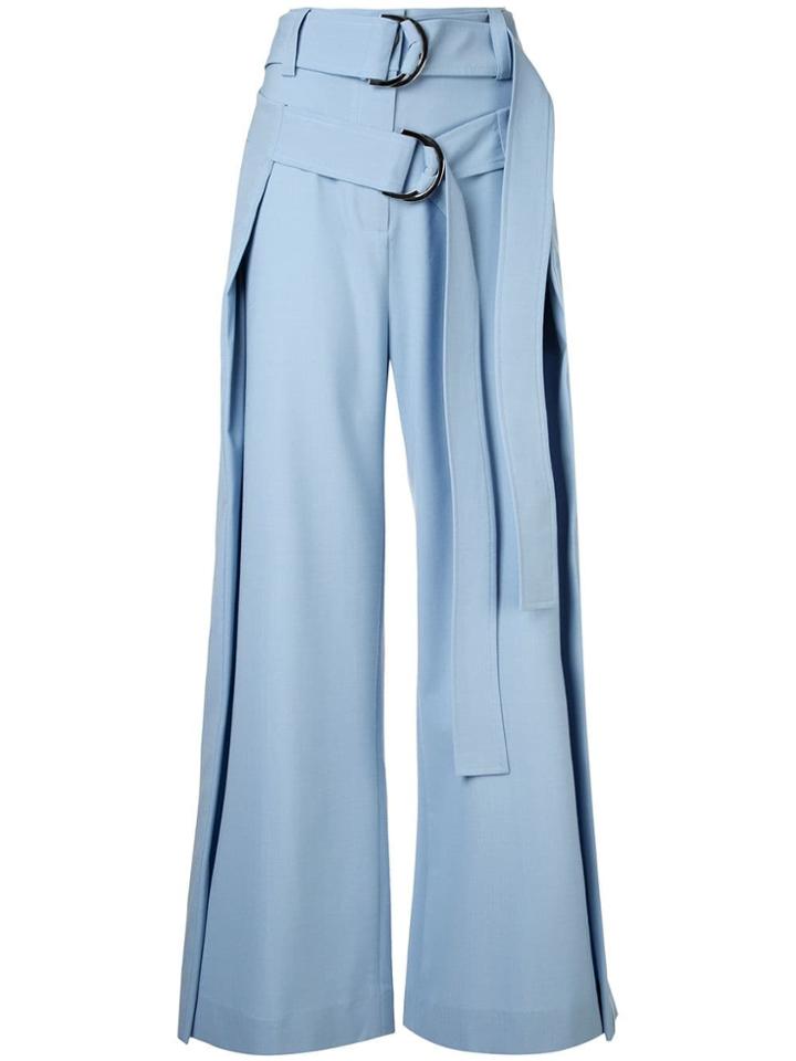 Eudon Choi Double Belt High Waist Trousers - Blue