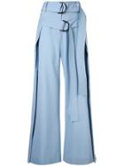 Eudon Choi Double Belt High Waist Trousers - Blue
