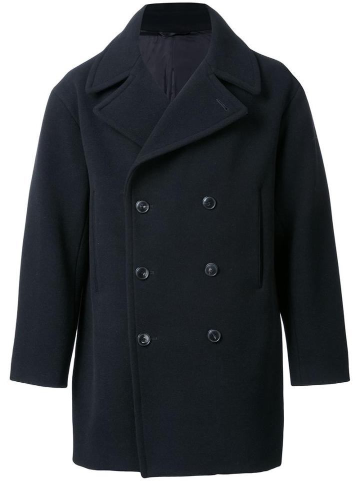 H Beauty & Youth. Melton Peacoat, Men's, Size: Large, Black, Cupro/cashmere/wool