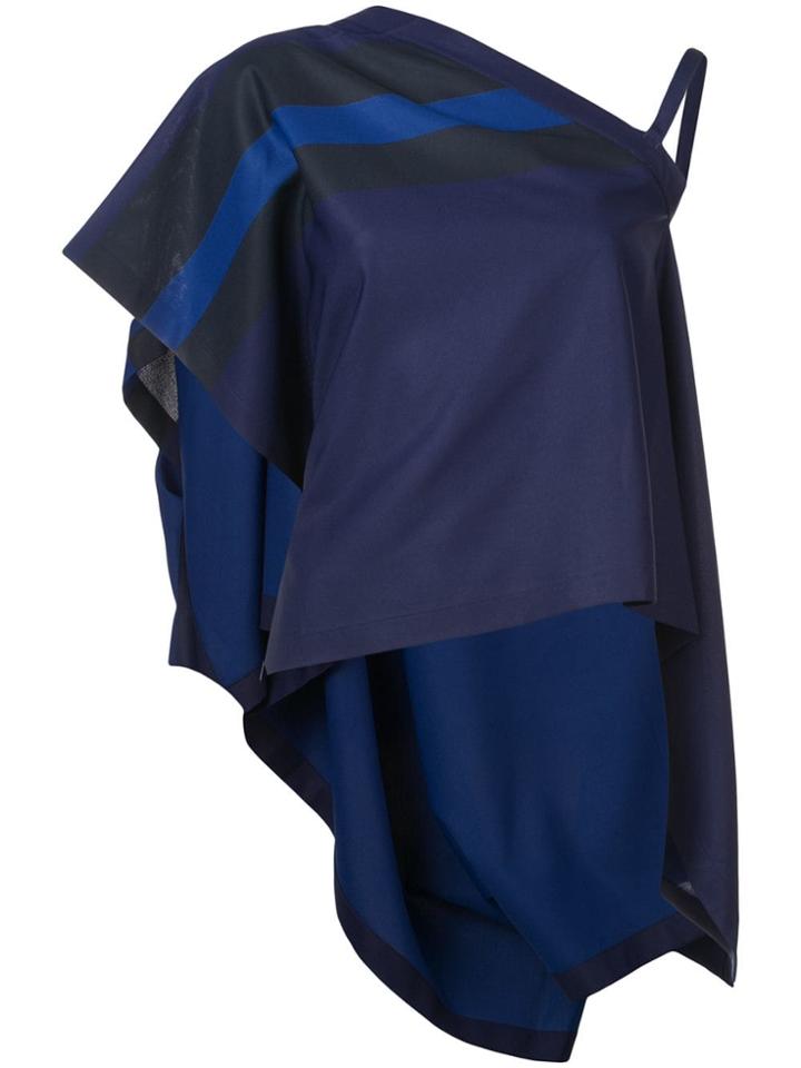 132 5. Issey Miyake Flat Stripe Blouse - Blue