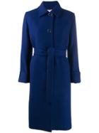 Emilio Pucci Belted Single Breasted Coat - Blue