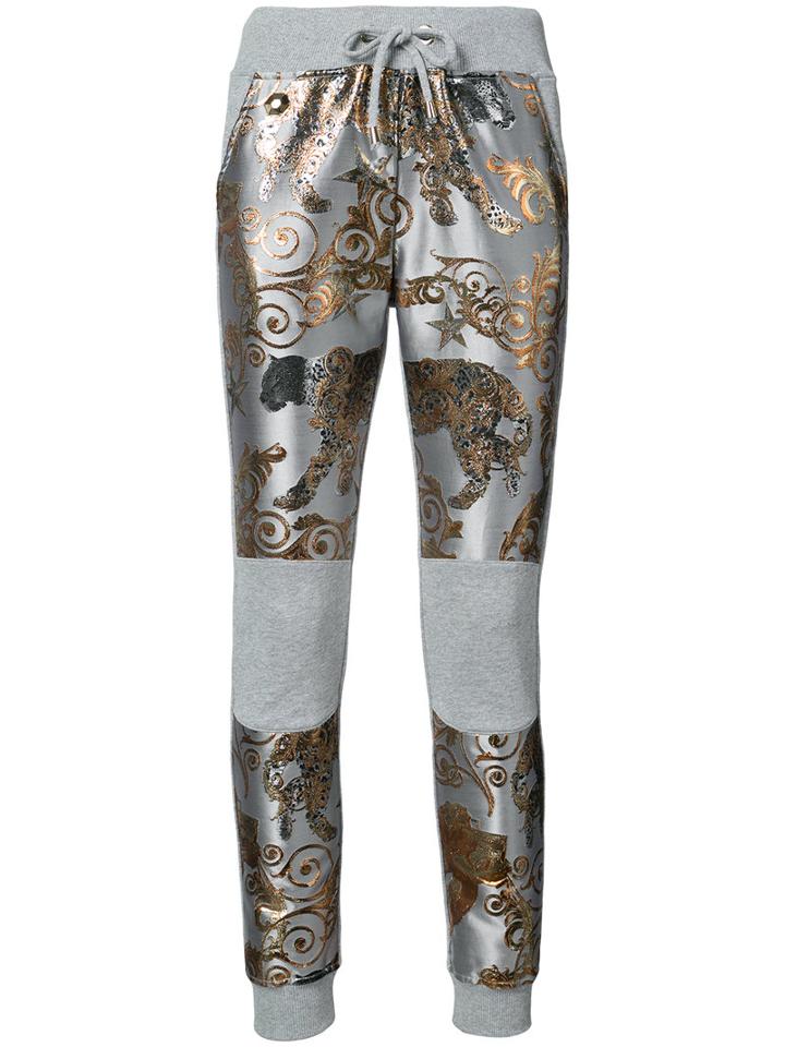 Philipp Plein - Poenia Tiger Jacquard Track Pants - Women - Cotton/polyester - M, Grey, Cotton/polyester