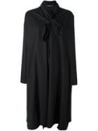 Rundholz Neck Tie Shirt Dress, Women's, Size: Medium, Black, Cotton