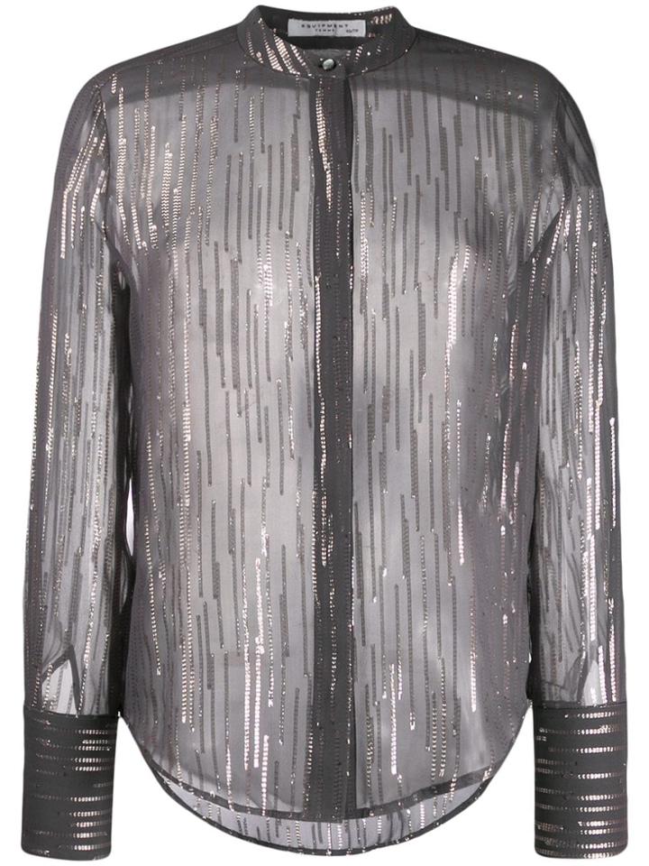 Equipment Metallic Stripe Shirt - Black