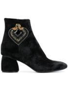 Strategia Heart Embellished Boots - Black