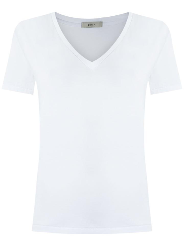 Egrey V Neck T-shirt, Women's, Size: Gg, White, Cotton
