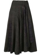 Rosie Assoulin Checked Asymmetric Midi Skirt - Brown