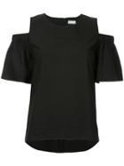 Estnation - Frill Sleeve Cold Shoulder Top - Women - Polyester - 36, Black, Polyester