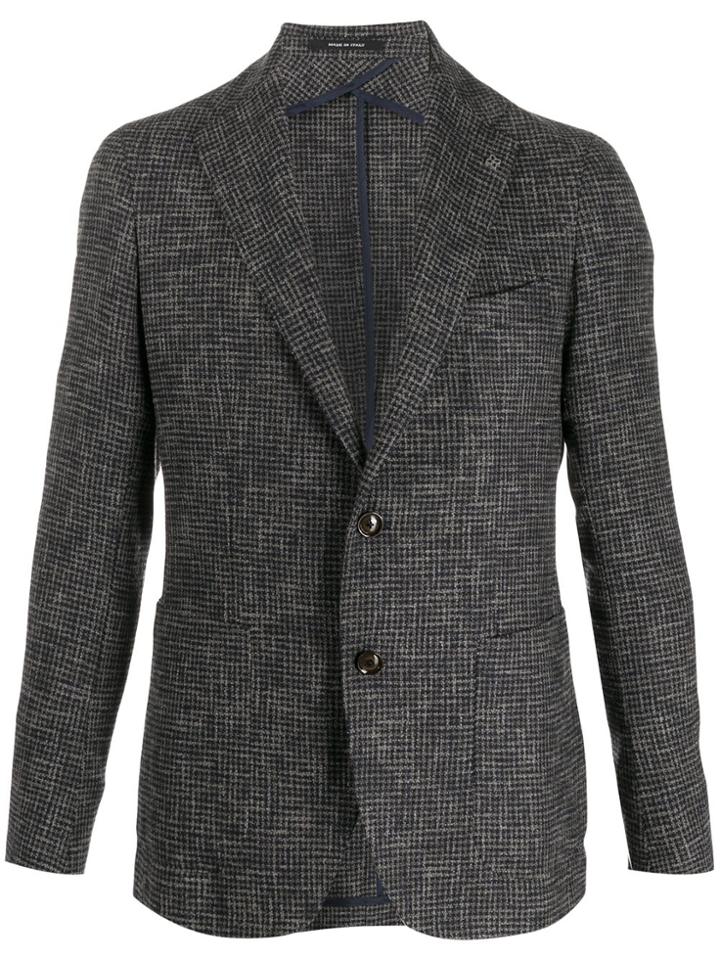 Tagliatore Pin Detail Check Blazer - Grey