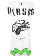 Versus Car Print T-shirt Dress - White