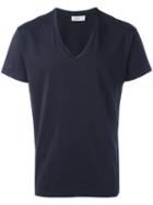 Closed V-neck T-shirt, Men's, Size: Large, Blue, Cotton