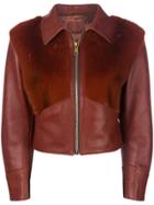 Prada Fur Trimmed Leather Jacket - Red