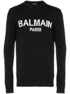 Balmain Paris Logo Knit Wool Jumper - Black