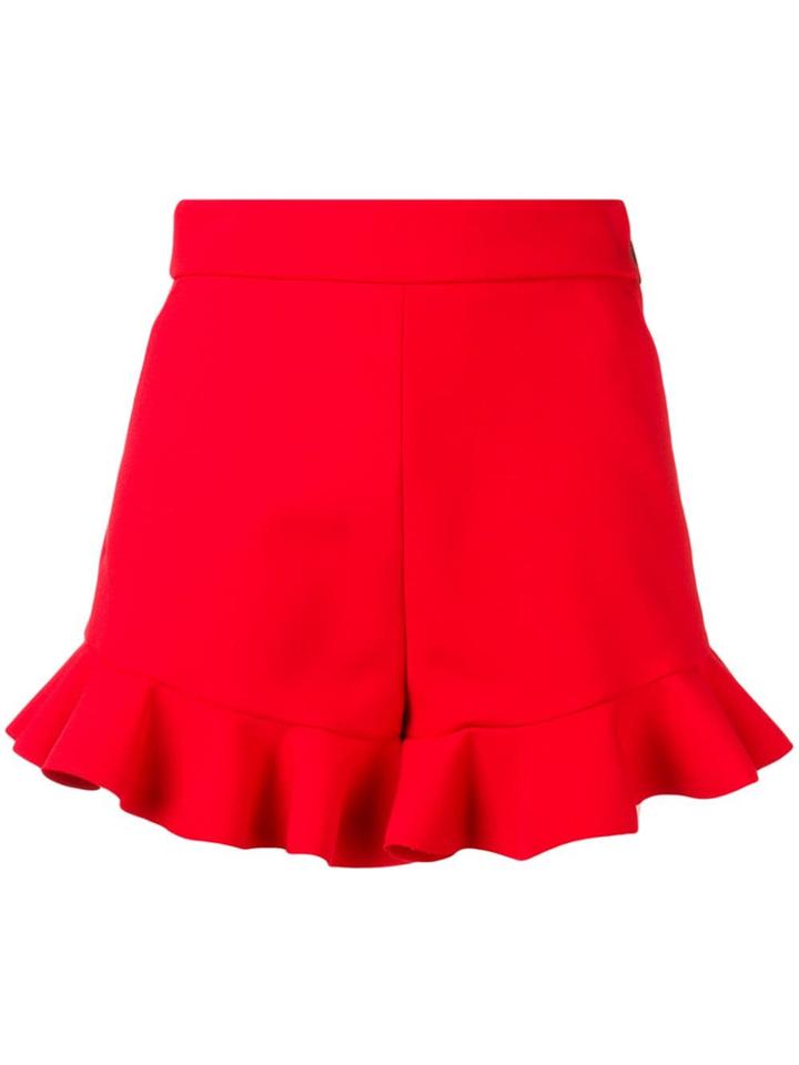 Msgm Ruffled Hem Shorts - Red